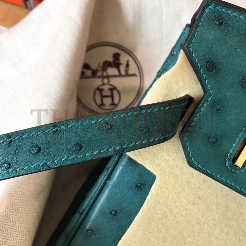 H**me5 Green Birkin 30cm Ostrich Handmade Bag Master Quality
