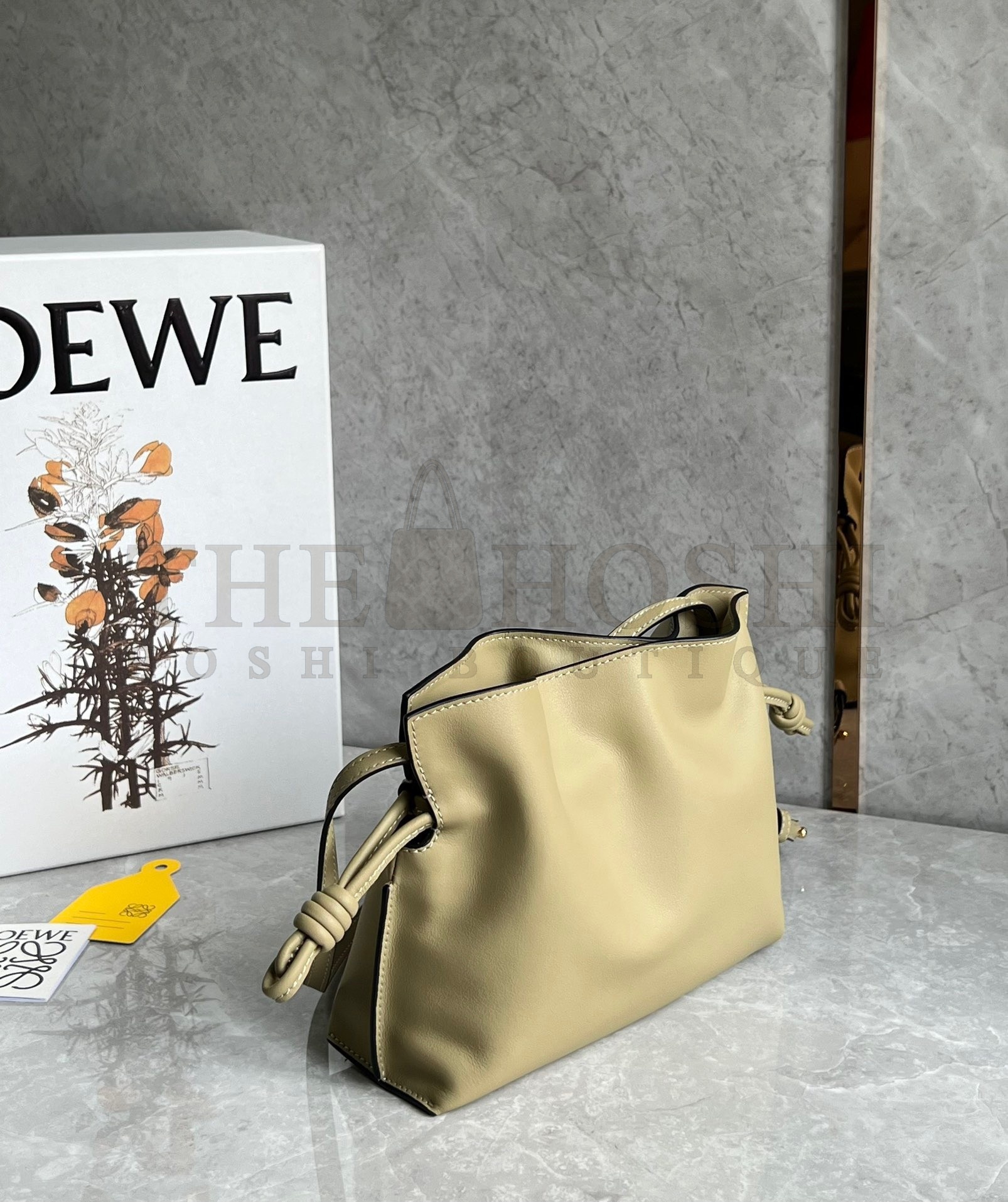 L0ew* Mini Flamenco Clutch Bag In Clay Green Calfskin Master Quality