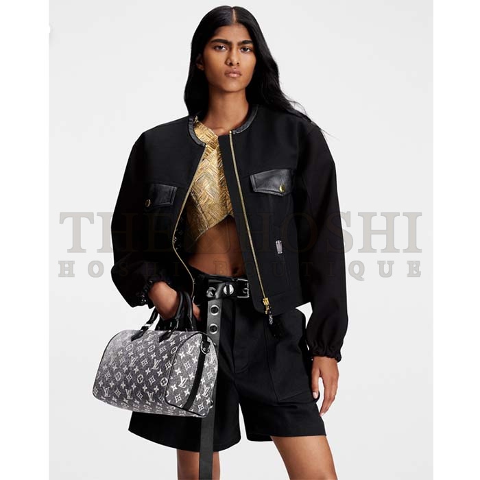 L0vis Vvtt0n LV Women Speedy Bandoulière 25 Handbag Gray Denim Textile Jacquard Master Quality