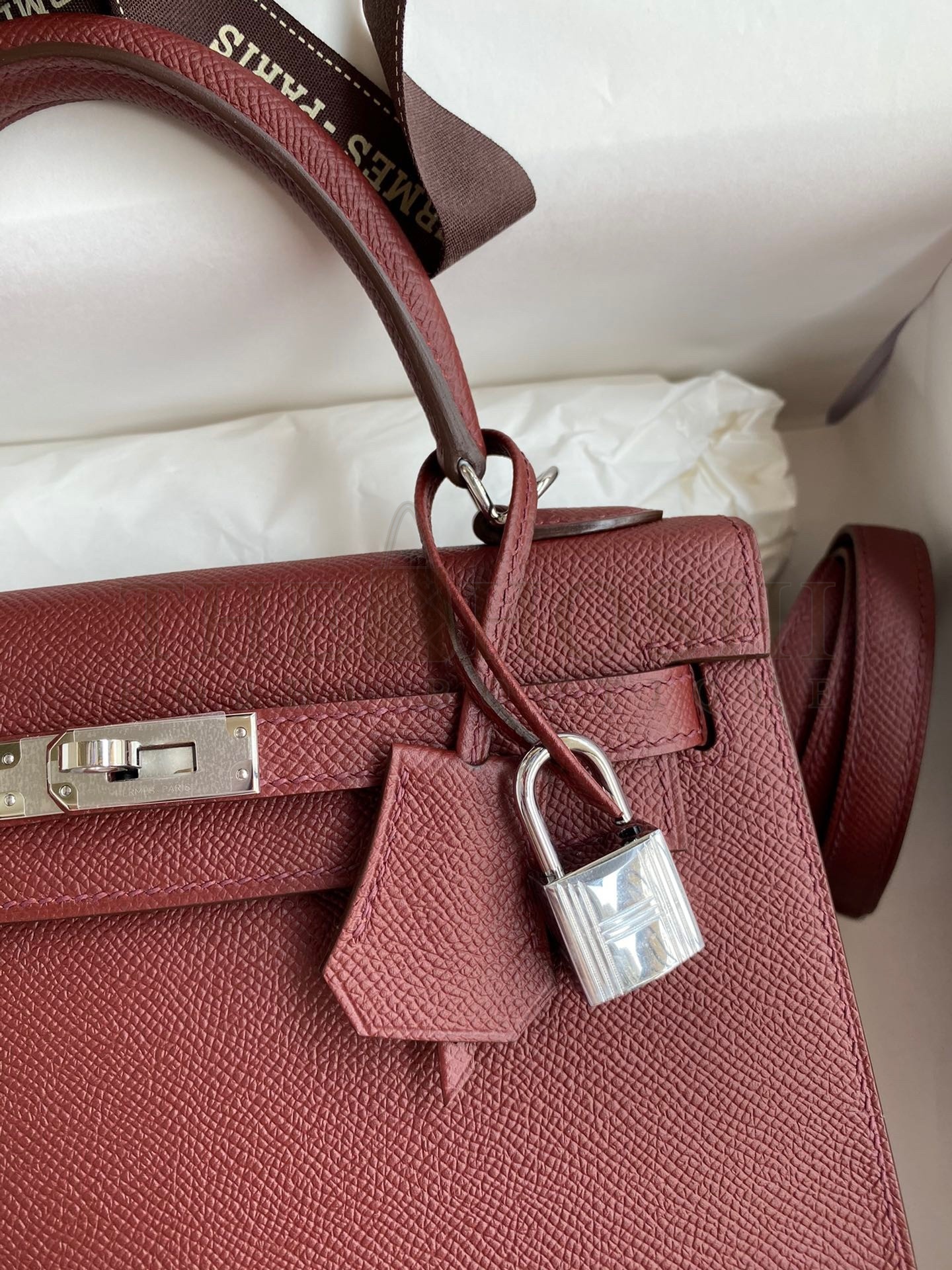H**me5 Epsom Kelly 25cm Sellier Handmade Bordeaux Baga Master Quality