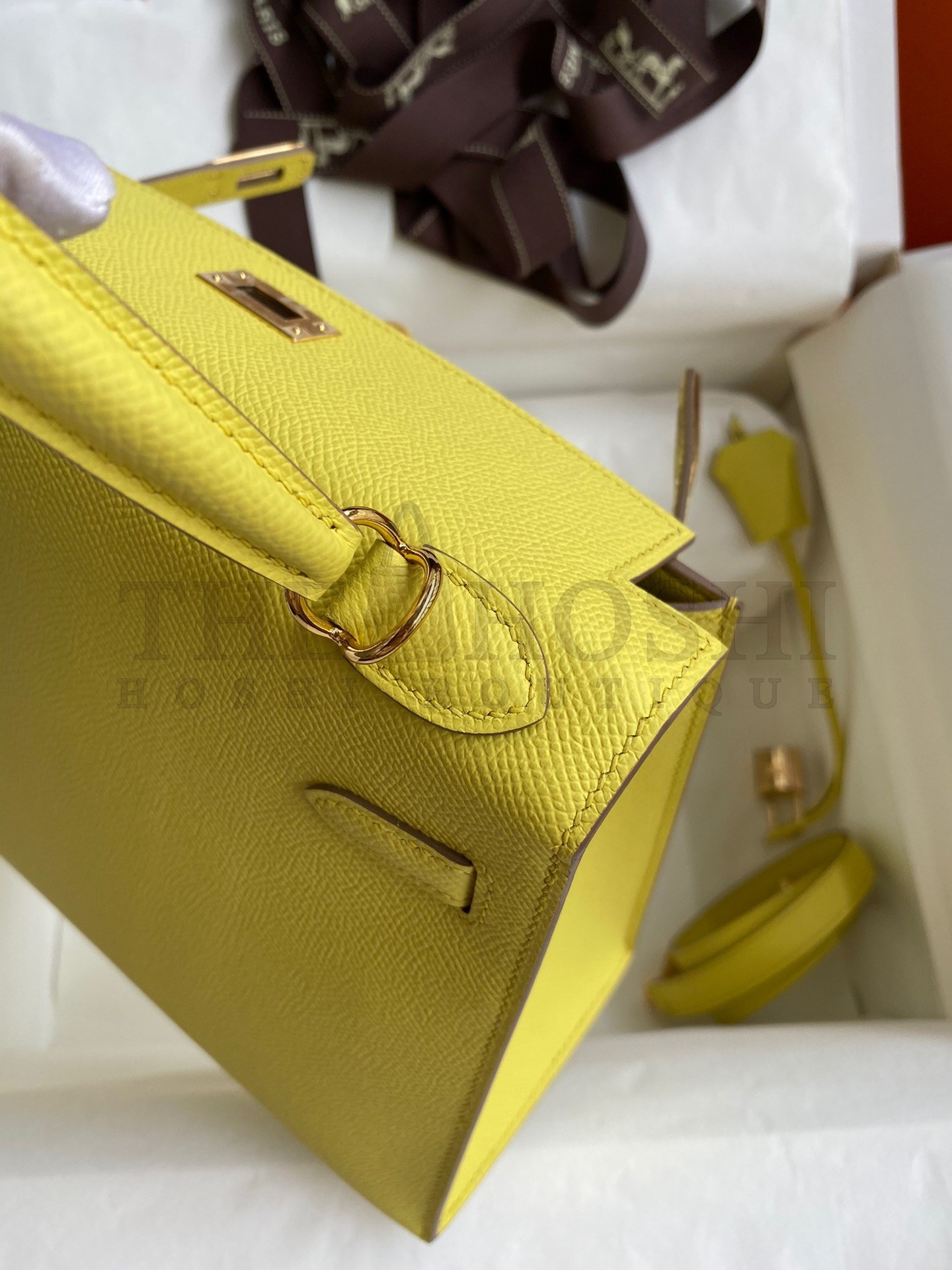 H**me5 Epsom Kelly 25cm Sellier Handmade Lime Bag Master Quality
