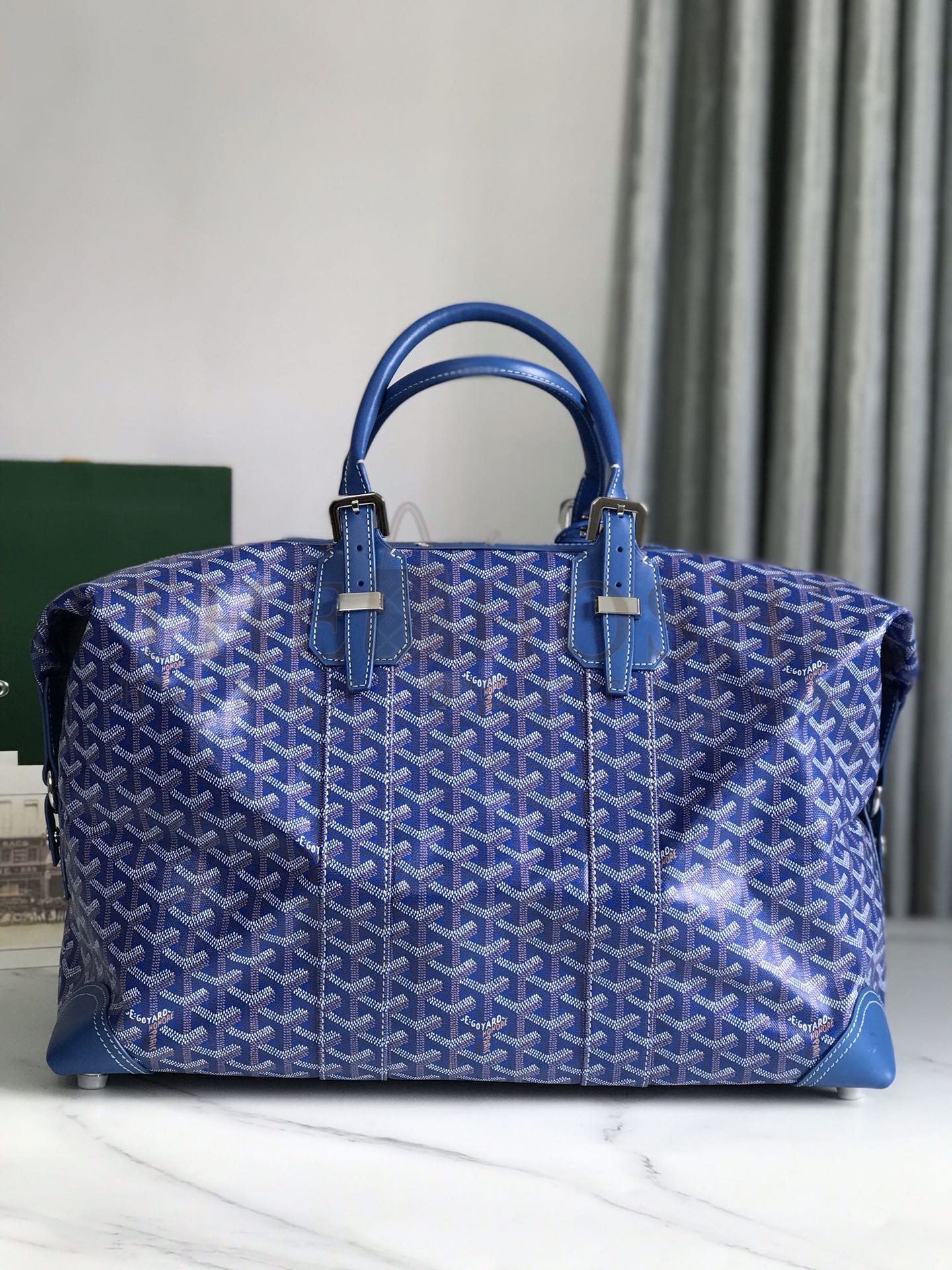 G09ard Boeing 1230 Blue G09ardine Canvas & Clamecy Cowhide Travel Bag 45cm Master Quality