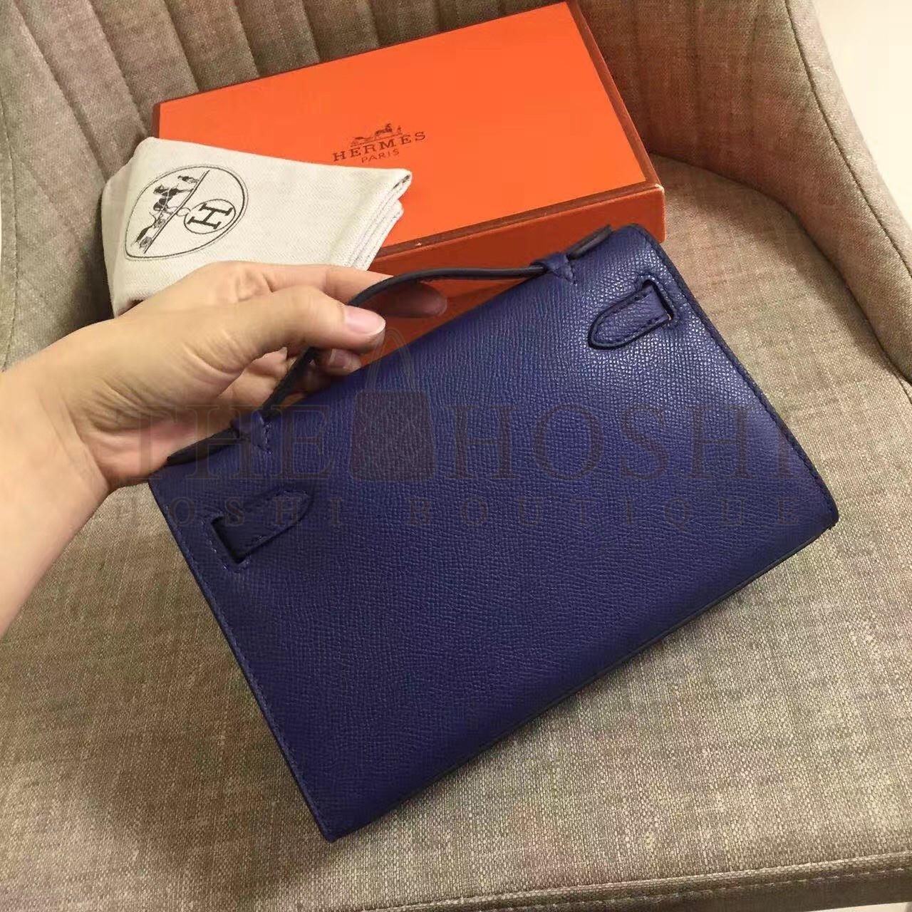 H**me5 Sapphire Kelly Pochette Epsom Handmade Bag Master Quality