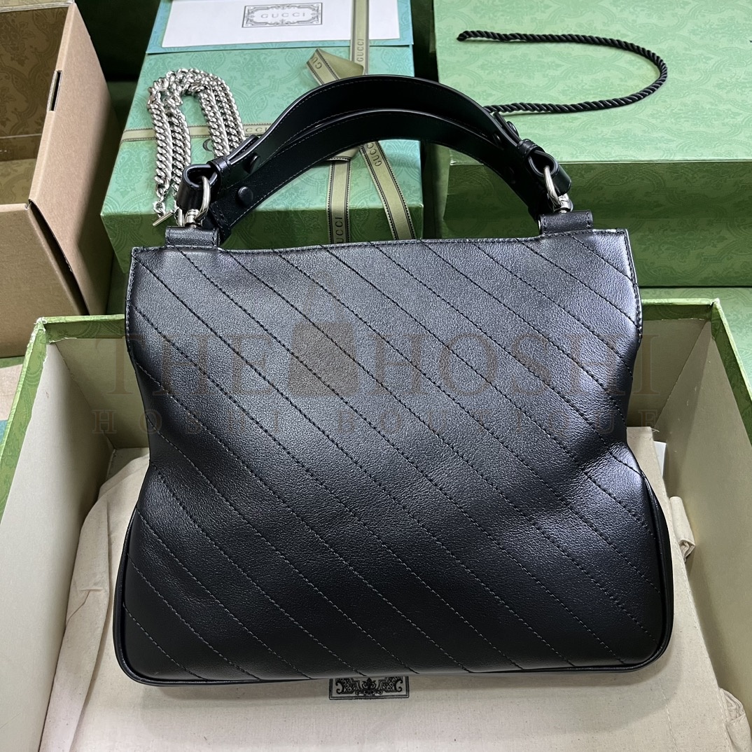 Gvc*1 Women GG Blondie Small Tote Bag Black Leather Round Interlocking G Master Quality