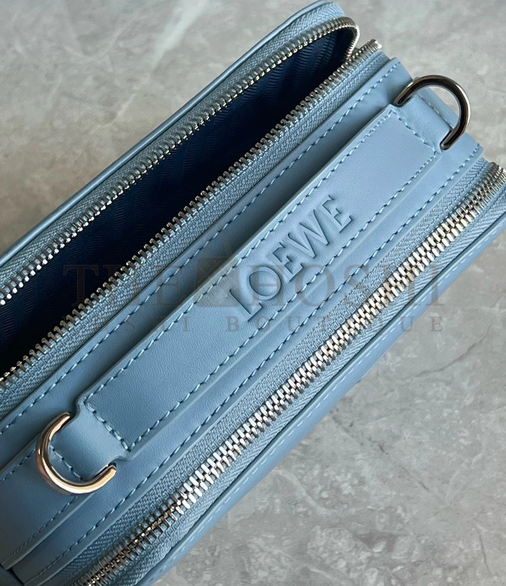 L0ew* Mini Camera Crossbody Bag in Blue Calfskin Master Quality