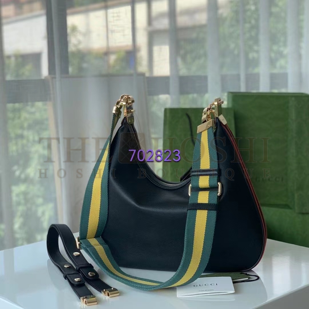 Gvc*1 Women Attache Large Shoulder Bag Black Leather Master Quality