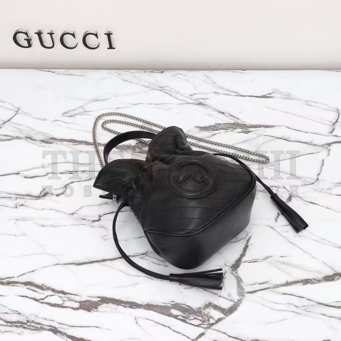 Gvc*1 Women GG Blondie Mini Bucket Bag Black Leather Round Interlocking G Master Quality