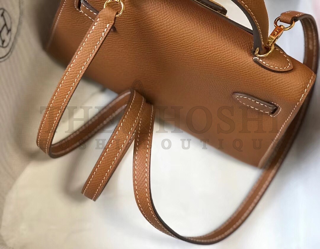 H**me5 Kelly Mini II Bag In Gold Epsom Leather Master Quality