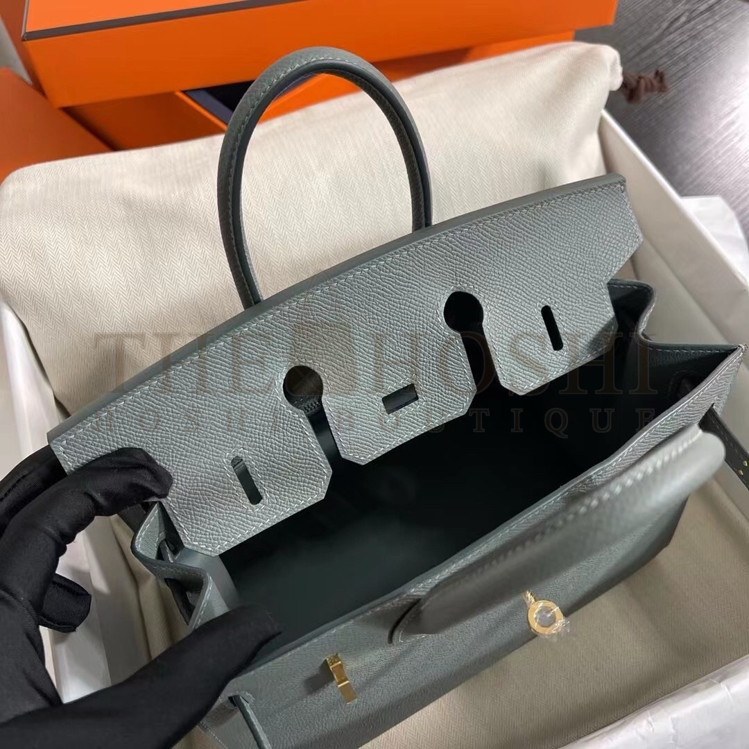 H**me5 Birkin 25 Sellier Handmade Bag In Vert Amanda Epsom Calfskin Master Quality