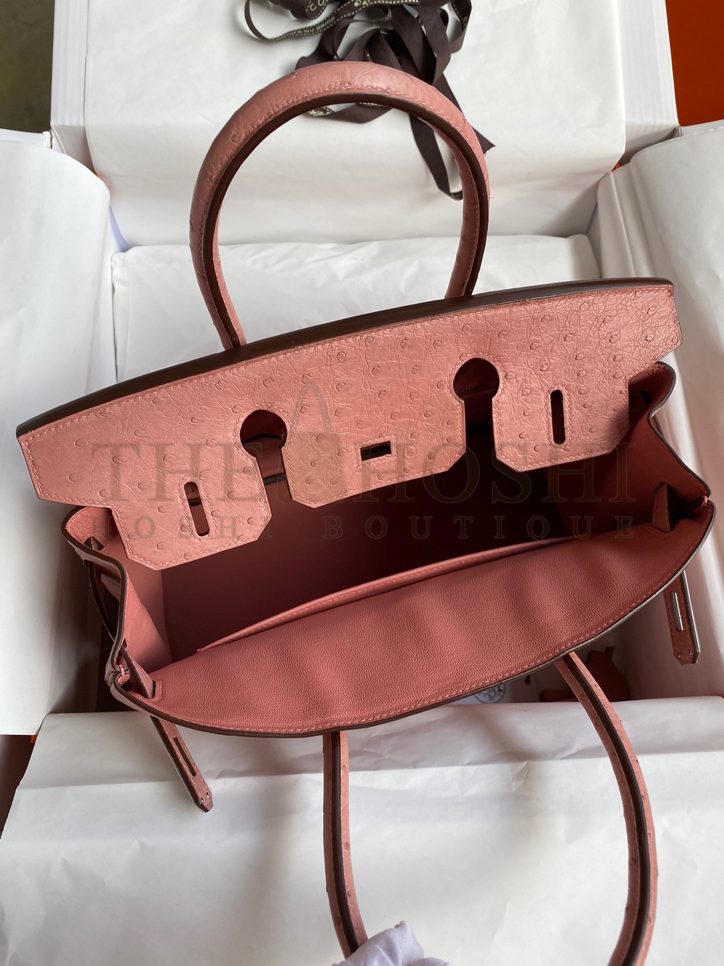 H**me5 Birkin 30 Retourne Handmade Bag In Terre Cuite Ostrich Leather Master Quality