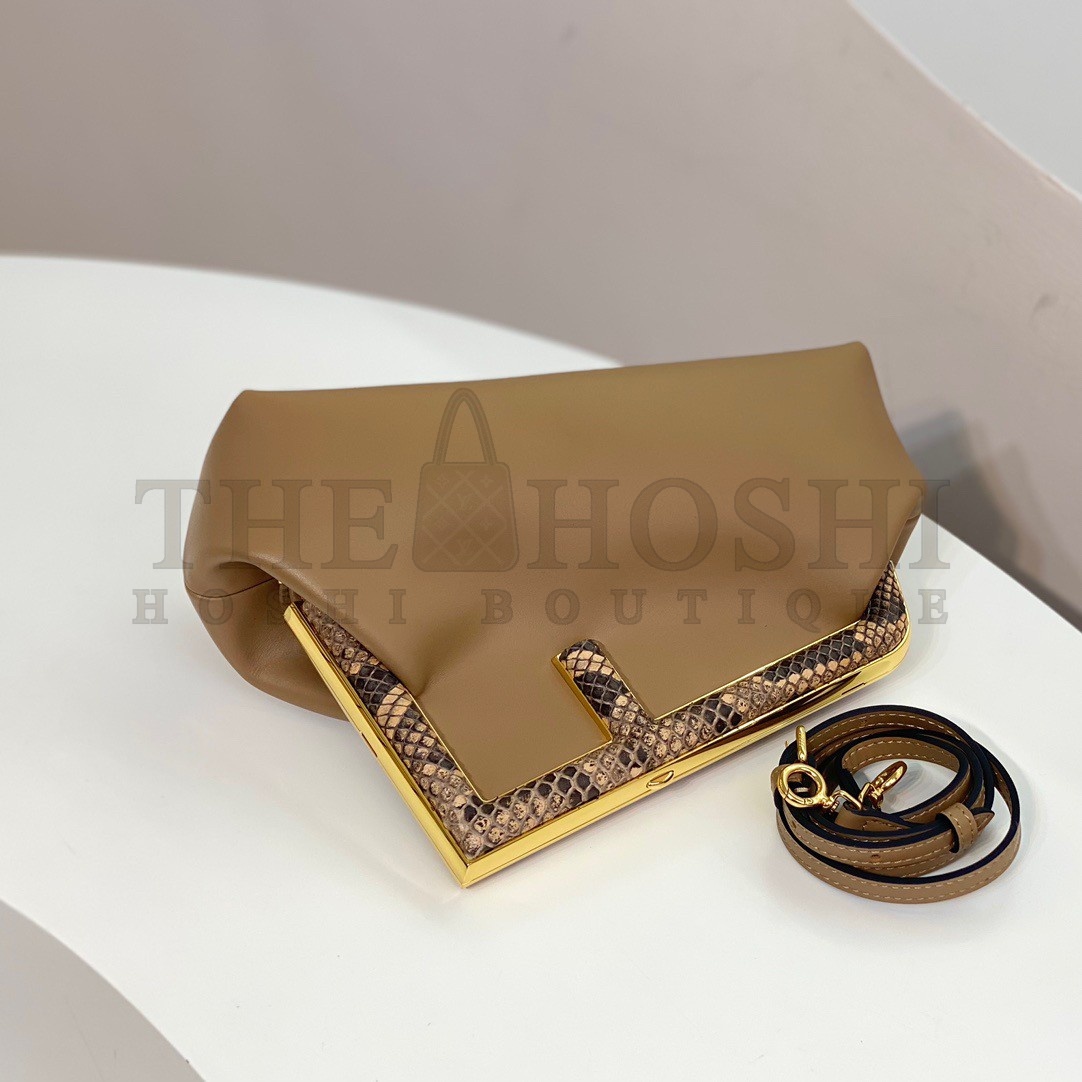 F**di First Small Bag In Light Brown Leather with Python F Master Quality