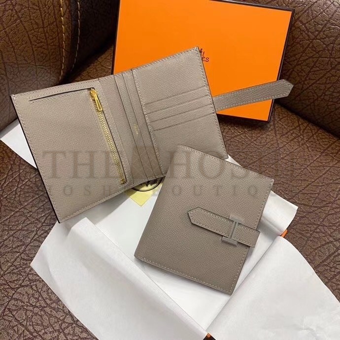 H**me5 Bearn Compact Wallet In Gris Asphalt Epsom Leather Master Quality