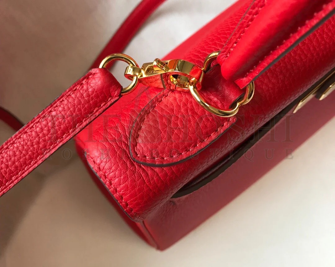 H**me5 Kelly 25cm Retourne Bag in Red Clemence Leather GHW Master Quality
