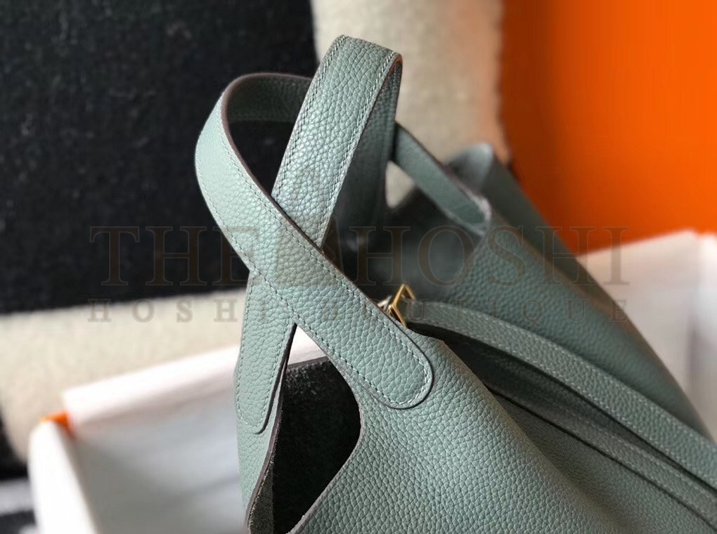 H**me5 Vert Amande Picotin Lock MM 22cm Handmade Bag Master Quality