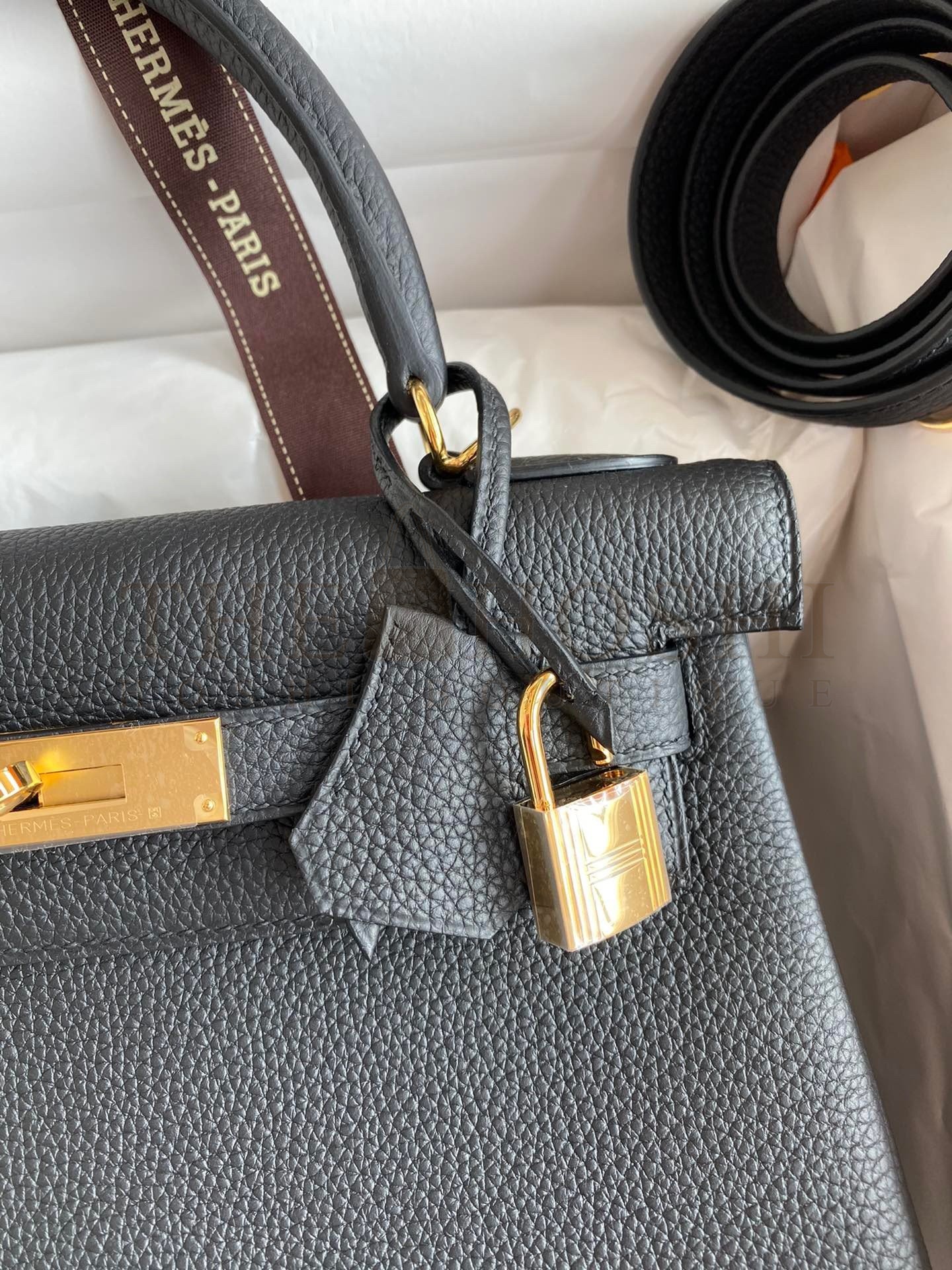 H**me5 Kelly Retourne 28 Handmade Bag In Black Clemence Leather Master Quality
