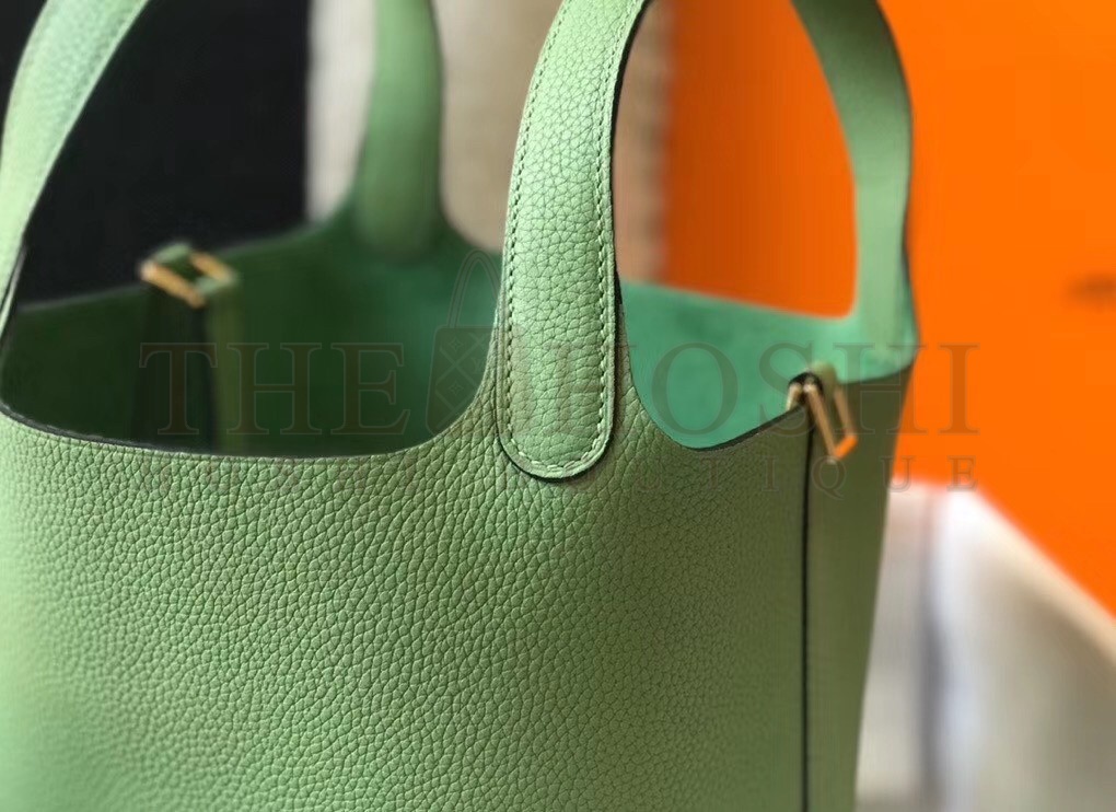 H**me5 Vert Criquet Picotin Lock PM 18cm Handmade Bag Master Quality