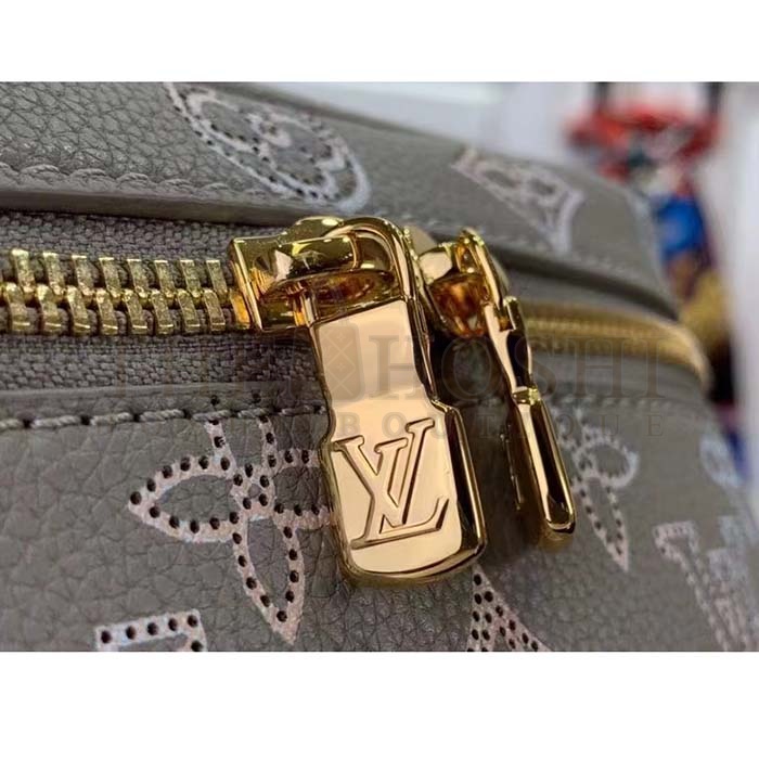 L0vis Vvtt0n LV Women Nice Mini Toiletry Pouch Gray Mahina Perforated Calfskin Leather Master Quality