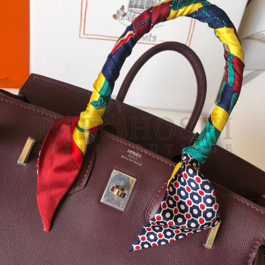 H**me5 Burgundy Birkin 25cm Swift Handmade Bag Master Quality