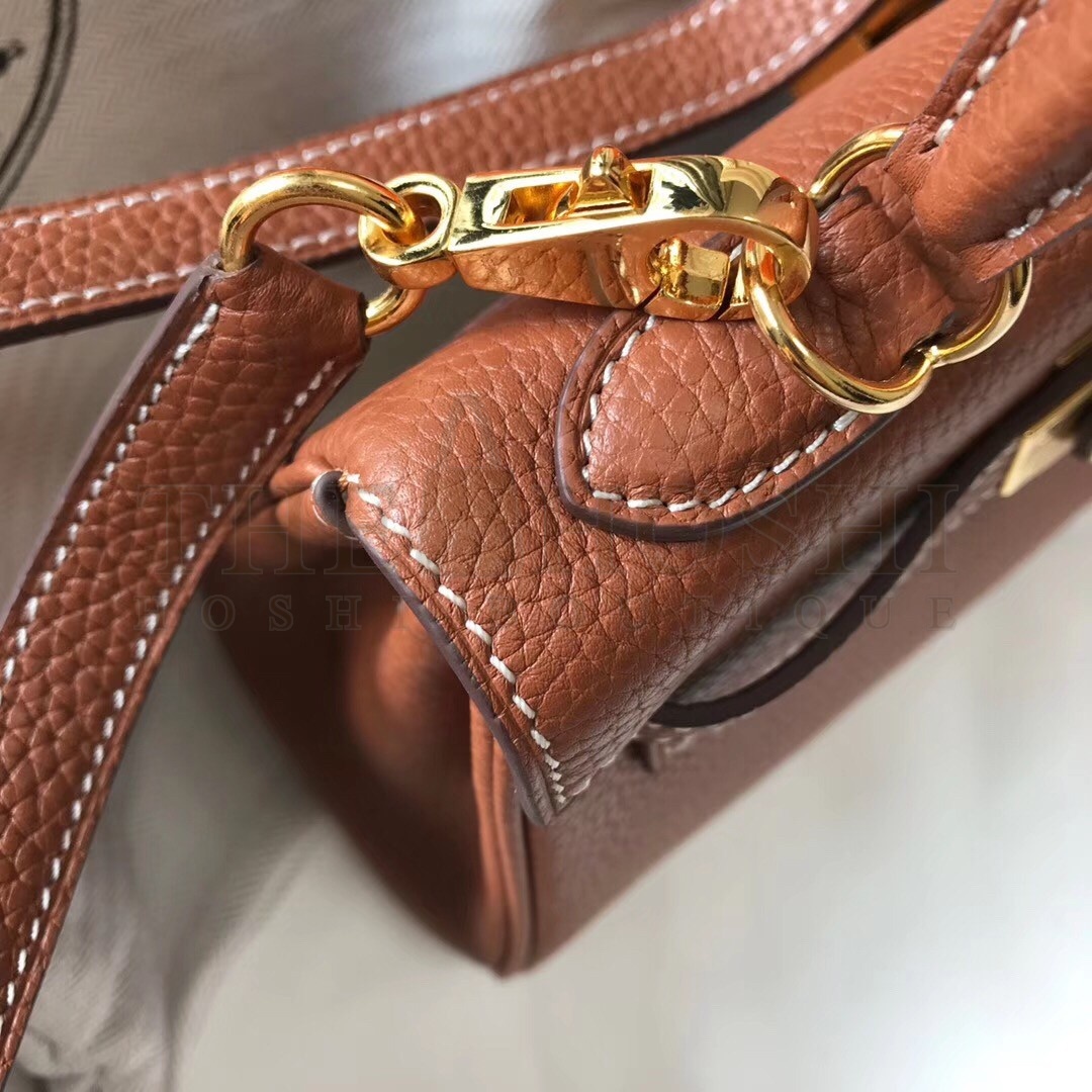 H**me5 Mini Kelly 20cm Bag In Brown Clemence Leather Master Quality