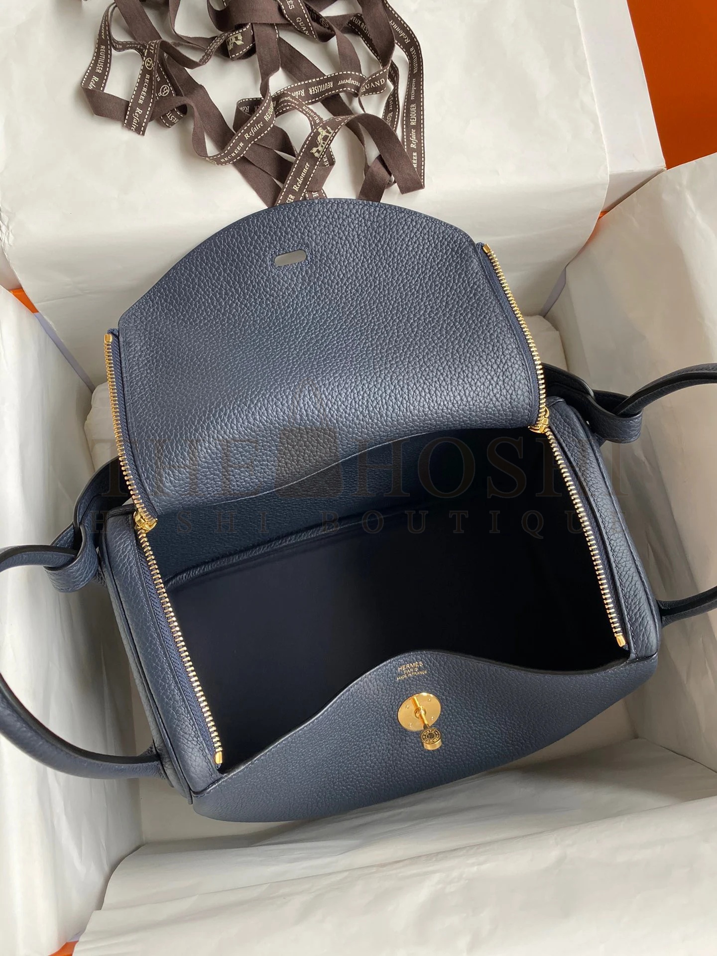 H**me5 Lindy 30 Handmade Bag In Blue Nuit Clemence Leather Master Quality