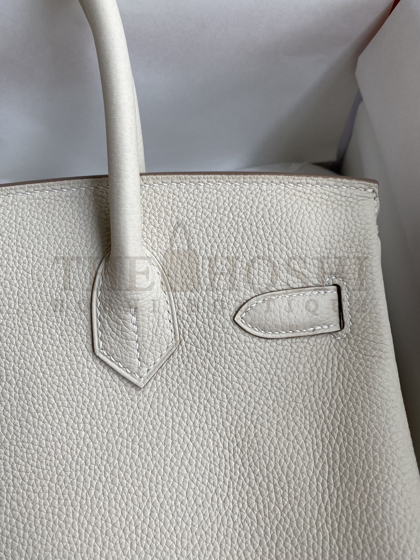 H**me5 Birkin 30 Retourne Handmade Bag In Craie Clemence Leather Master Quality