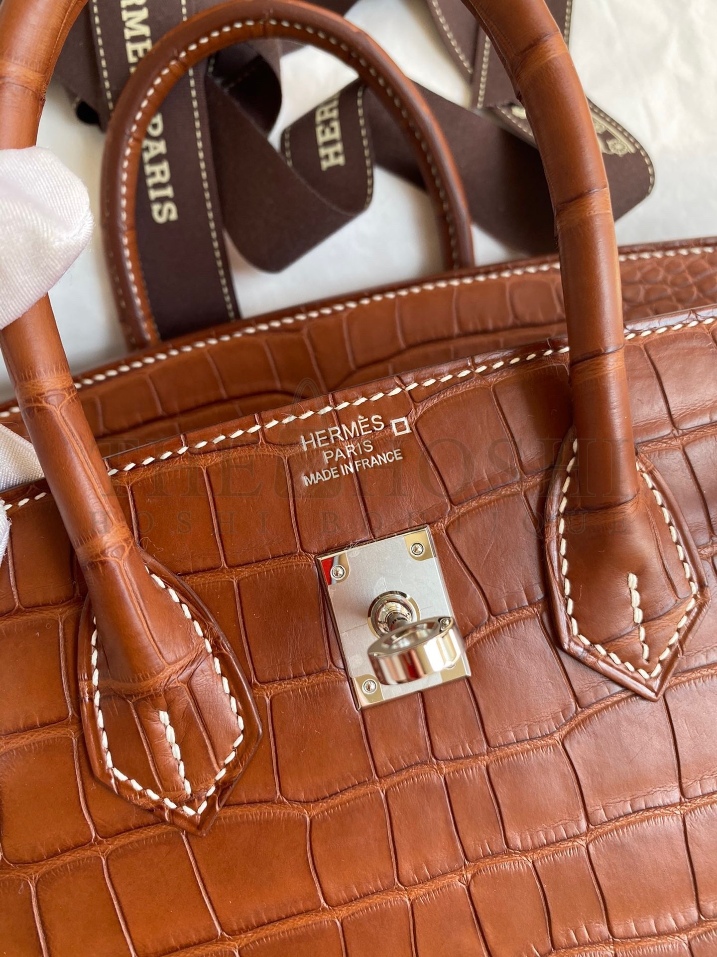 H**me5 Birkin 25 Retourne Handmade Bag In Gold Matte Alligator Leather Master Quality