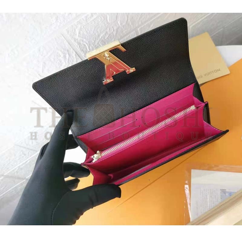 L0vis Vvtt0n LV Women Capucines Wallet Taurillon Leather Outside Cowhide Leather Master Quality