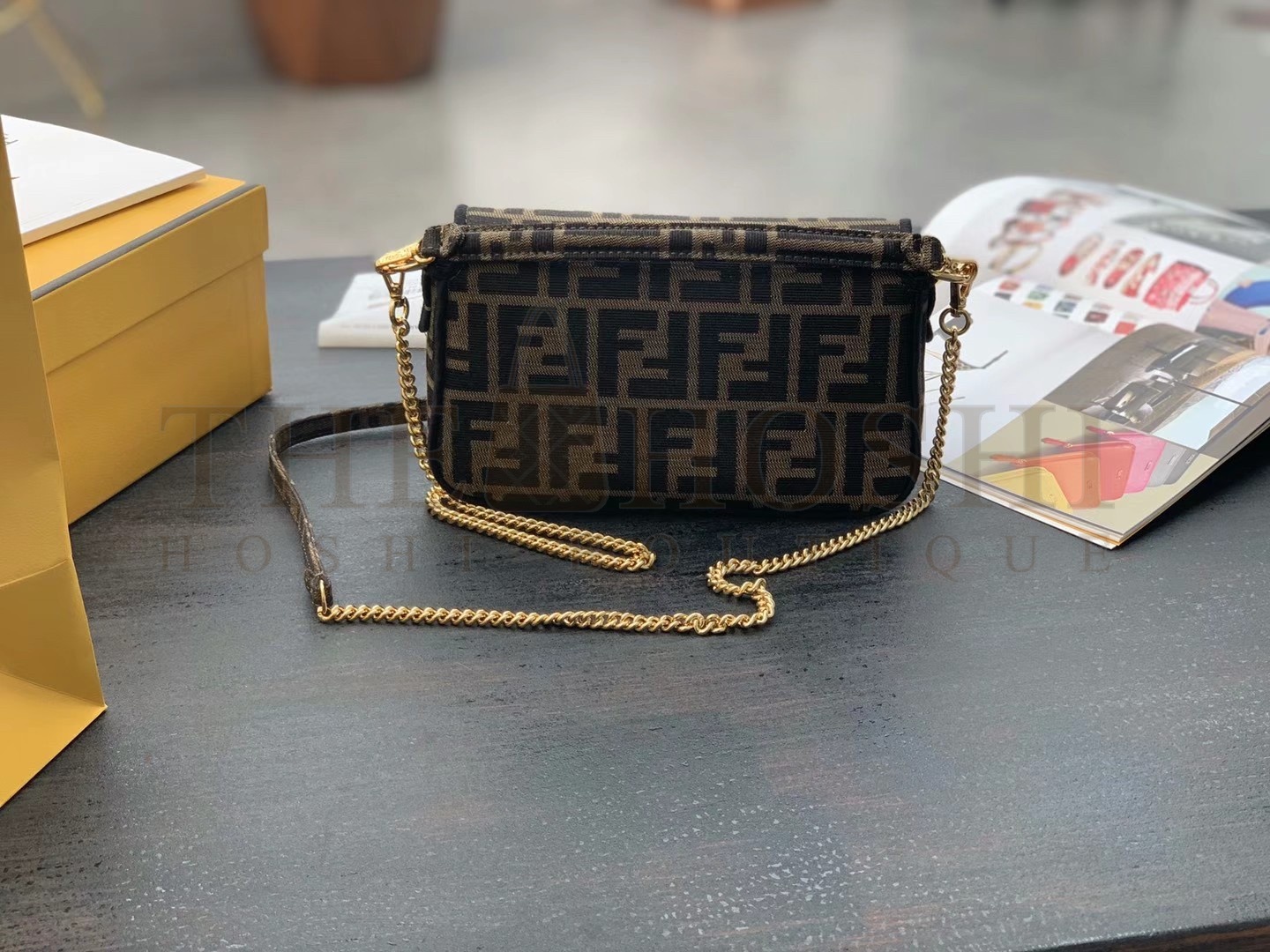 F**di Small Baguette Bag In Brown FF Jacquard Fabric Master Quality