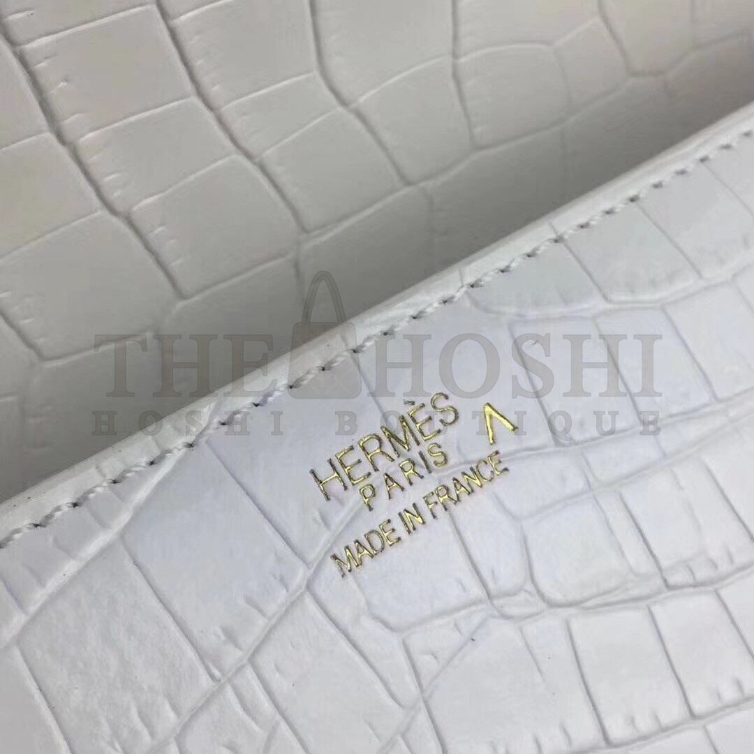 H**me5 Medor Clutch Bag In White Crocodile Leather Master Quality