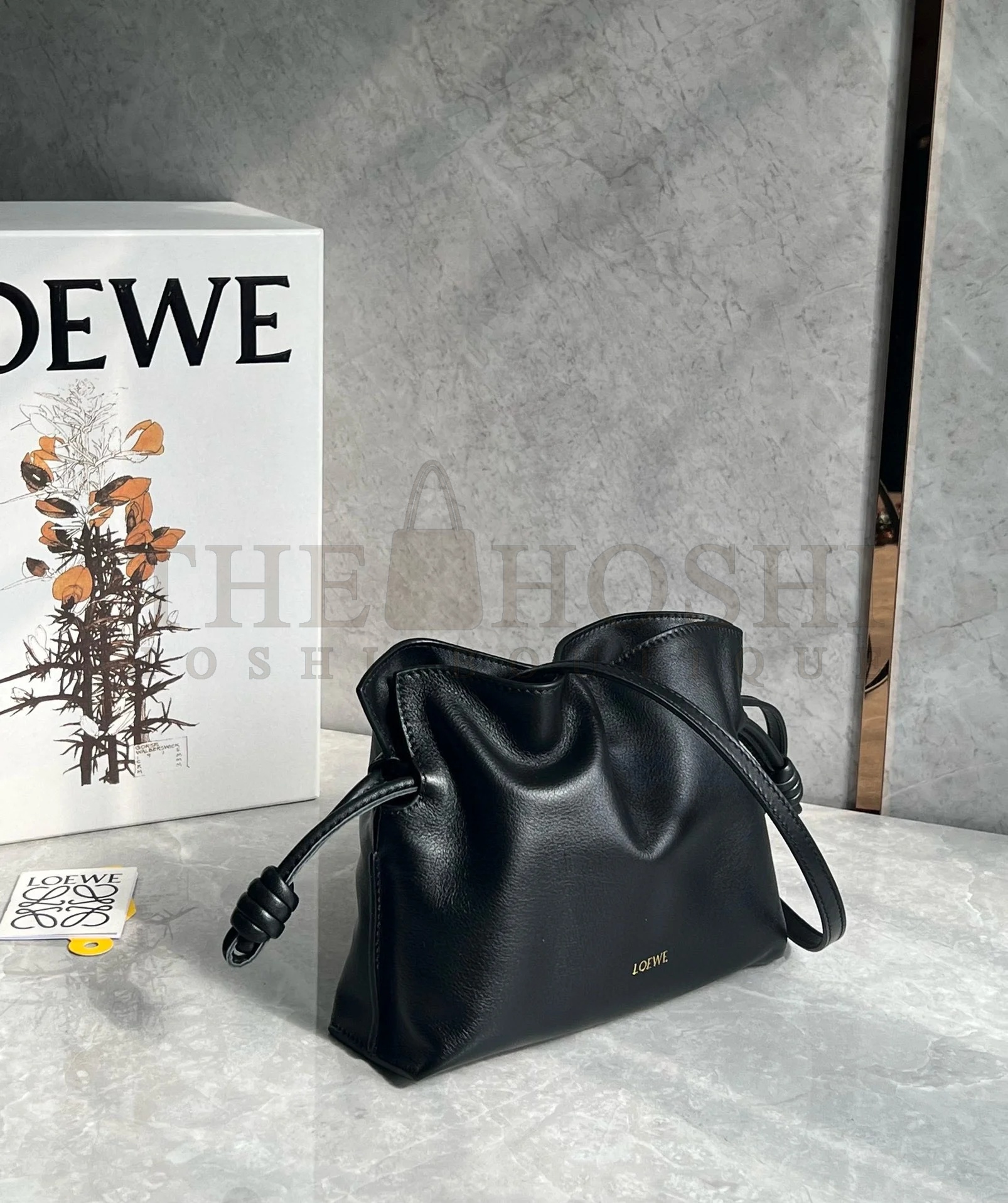 L0ew* Mini Flamenco Clutch Bag in Black Nappa Calfskin Master Quality