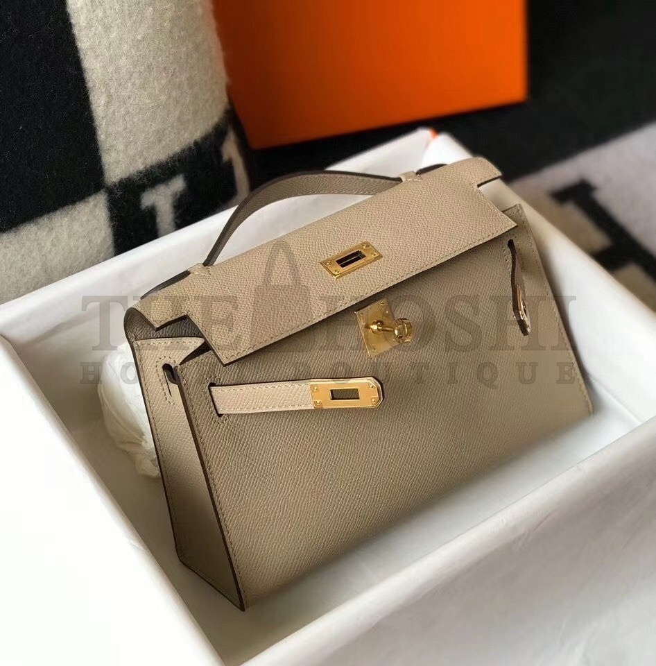 H**me5 Kelly Pochette Bag In Gris Tourterelle Epsom Leather Master Quality