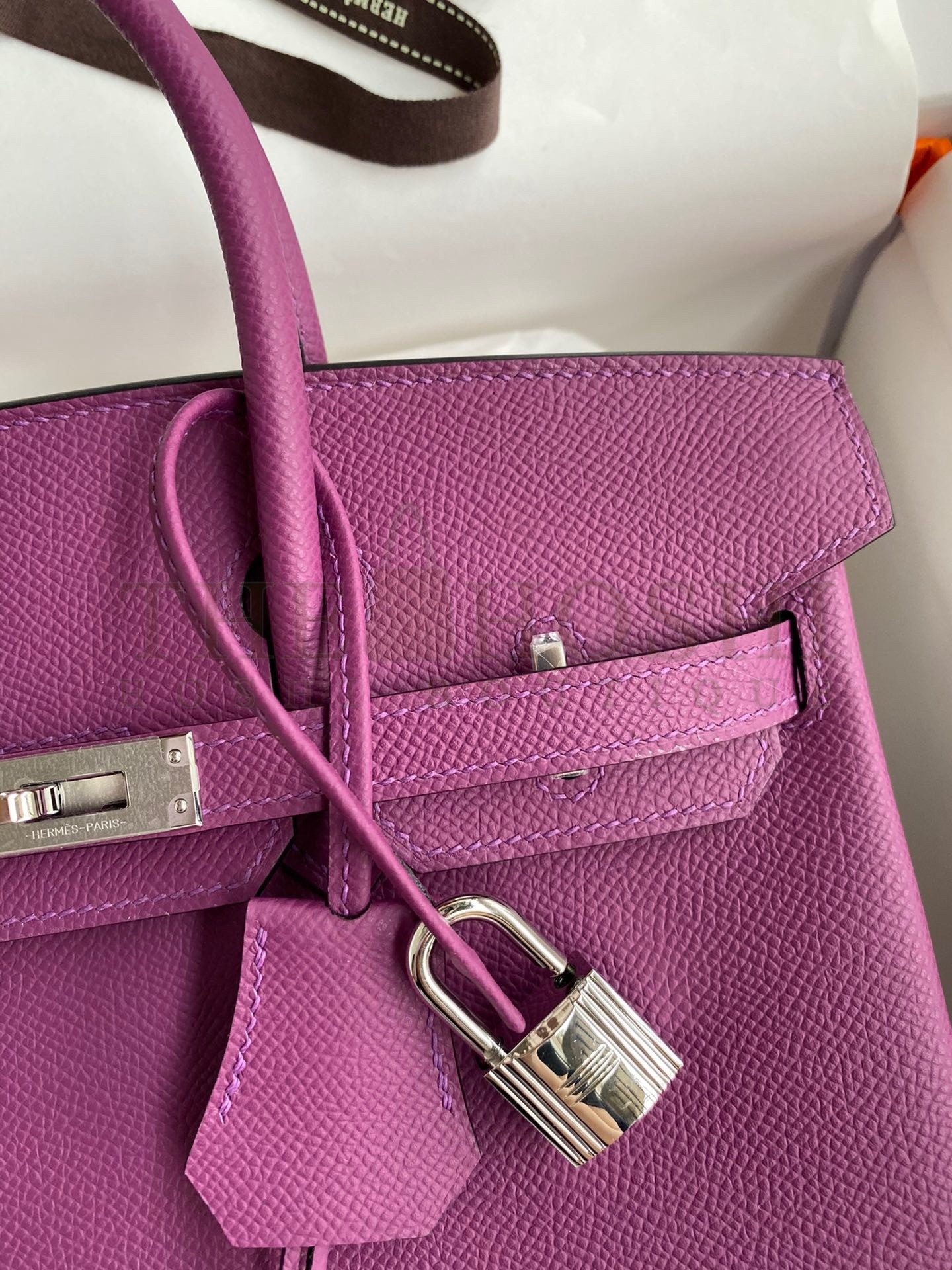 H**me5 Birkin 25 Retourne Handmade Bag In Anemone Epsom Calfskin Master Quality