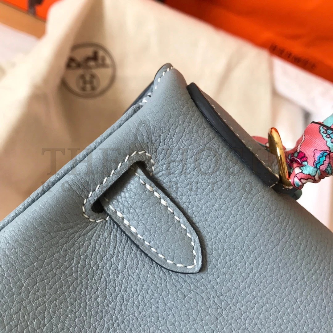 H**me5 Kelly Retourne 28 Handmade Bag In Blue Lin Clemence Leather Master Quality