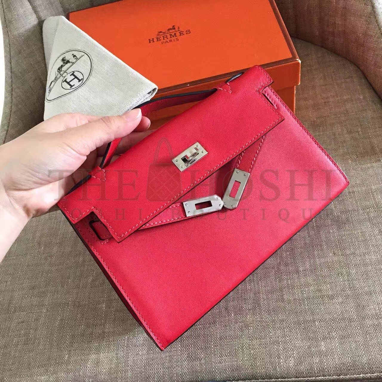 H**me5 Red Kelly Pochette Swift Handmade Bag Master Quality