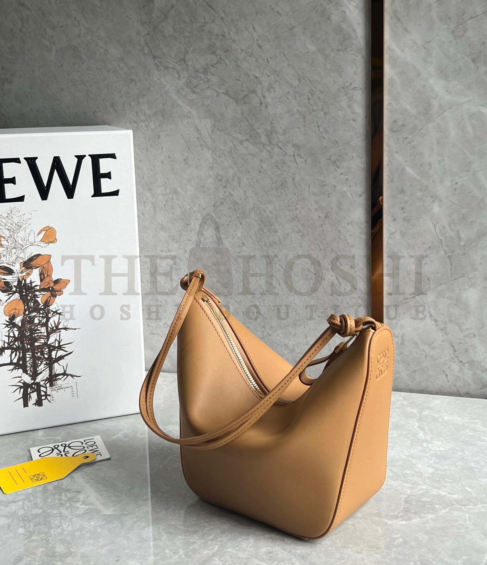 L0ew* Mini Hammock Hobo Bag in Light Brown Calfskin Master Quality