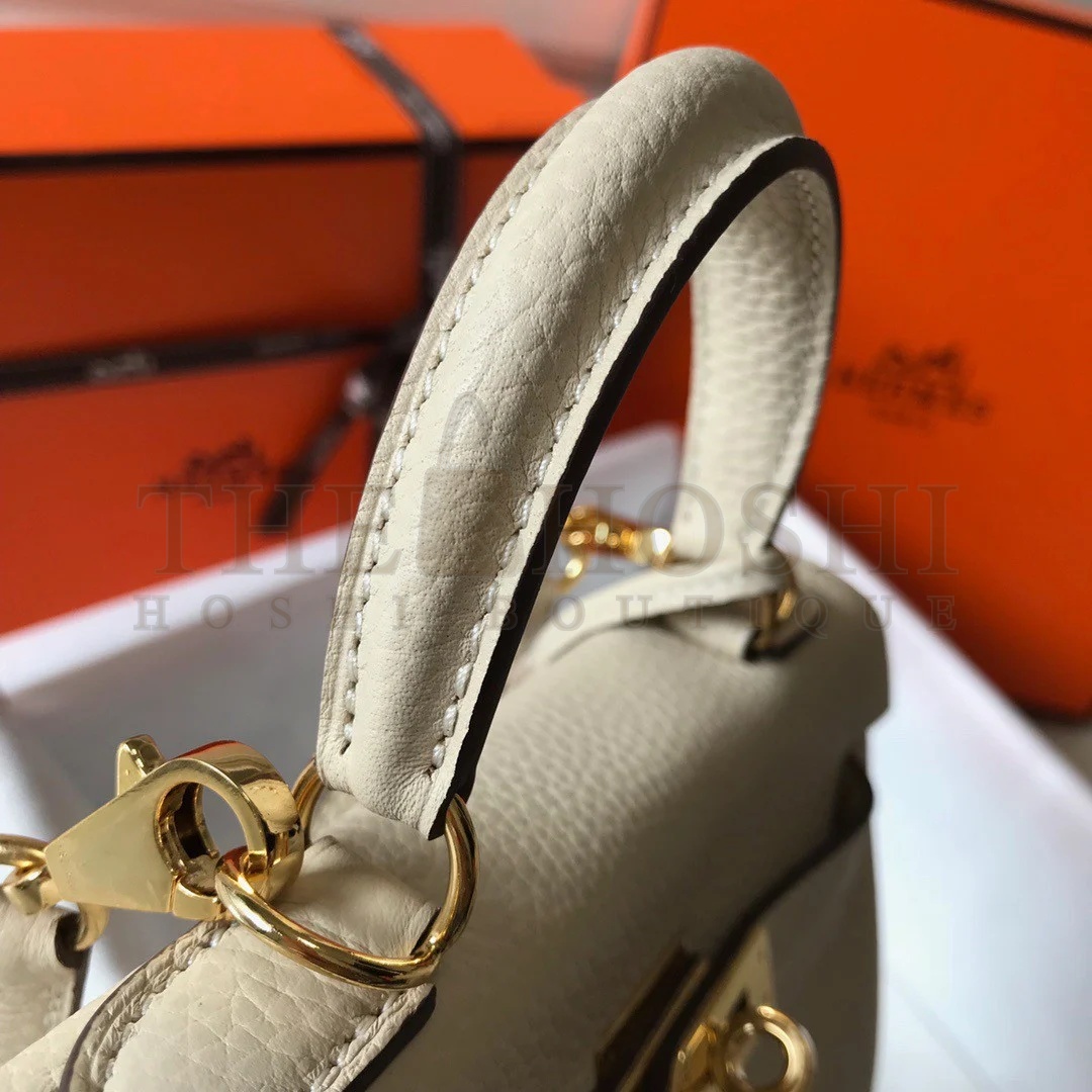 H**me5 Kelly 20cm Bag In Craie Clemence Leather GHW Master Quality