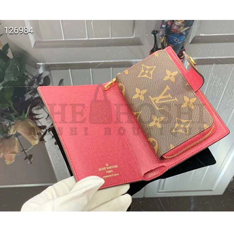 L0vis Vvtt0n LV Women Juliette Wallet Monogram Coated Canvas-Rose Master Quality