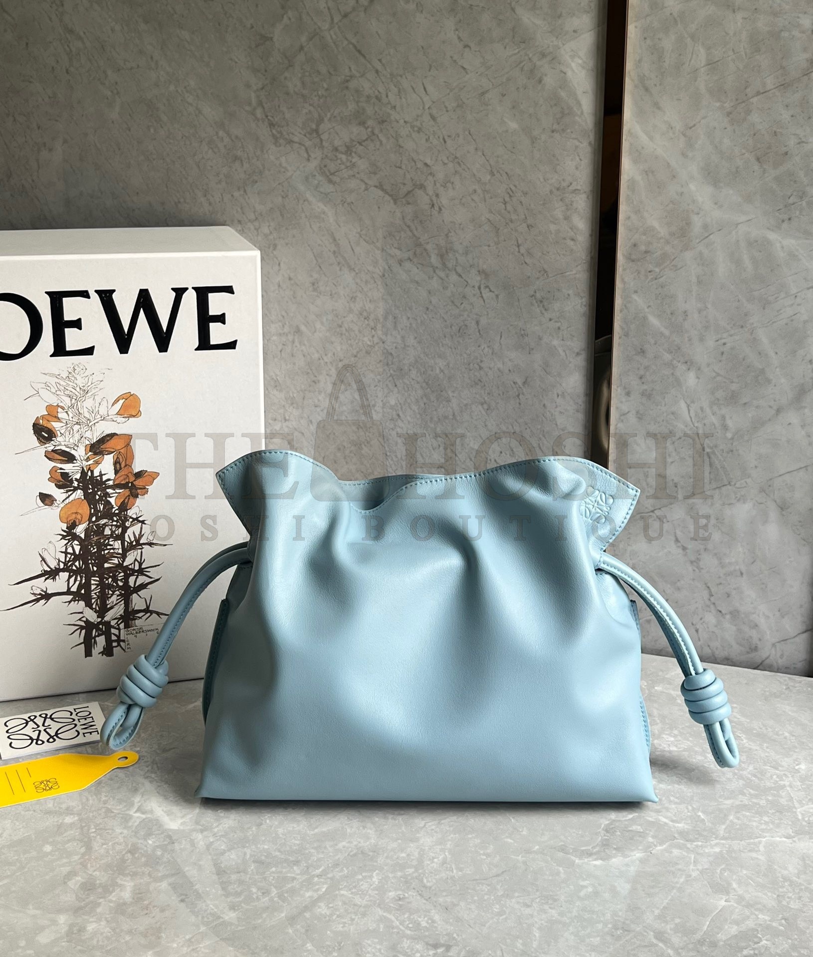 L0ew* Flamenco Clutch Bag In Dusty Blue Calfskin Master Quality