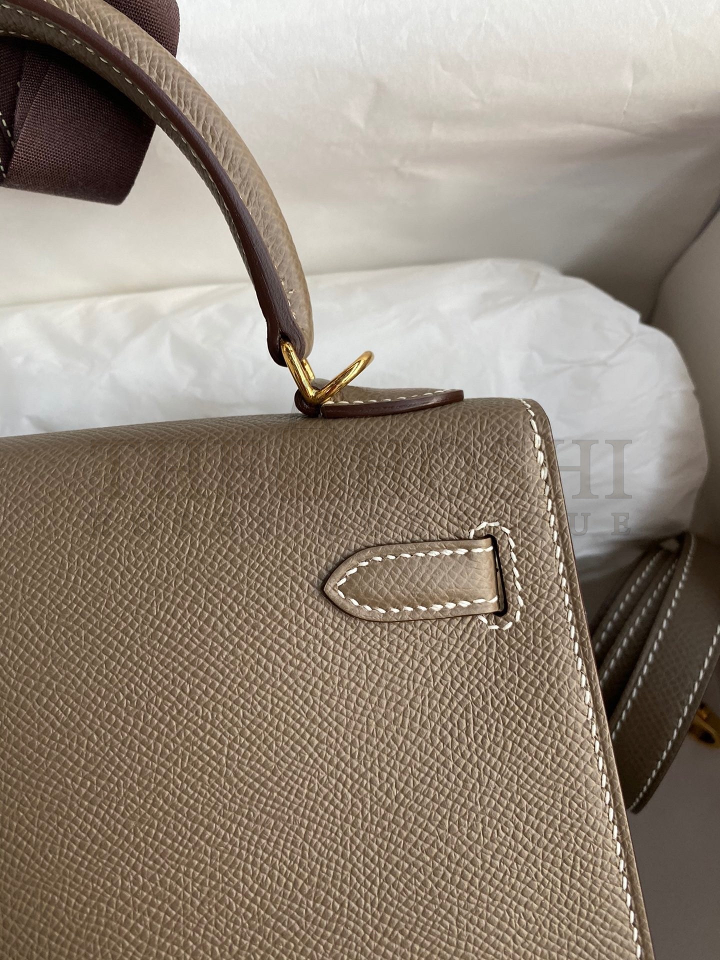 H**me5 Epsom Kelly 25cm Sellier Handmade Taupe Bag Master Quality