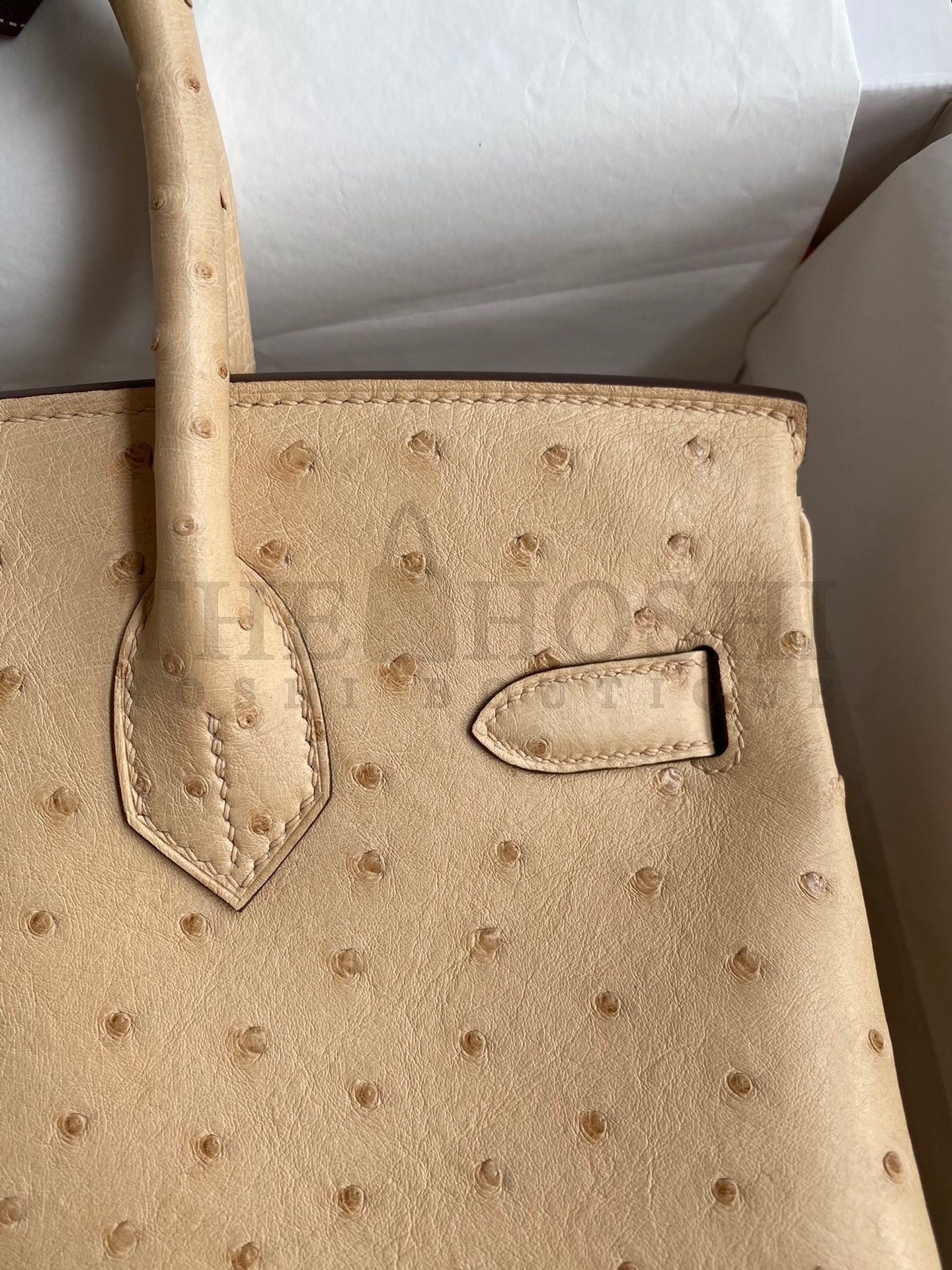 H**me5 Birkin 30 Retourne Handmade Bag In Chai Ostrich Leather Master Quality