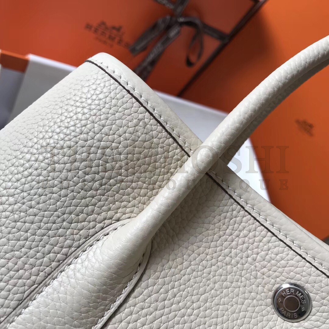 H**me5 Garden Party 30 Bag In White Clemence Leather Master Quality
