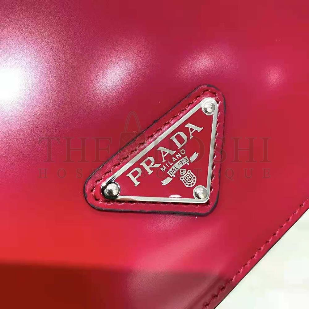 Pra*a Women Brushed Leather Shoulder Bag-Red Master Quality