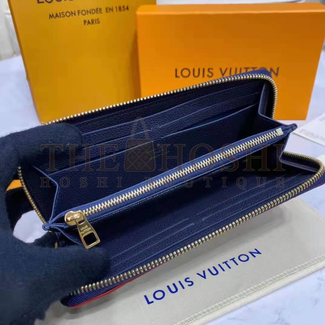 L0vis Vvtt0n LV Unisex Clémence Wallet Marine Rouge Monogram Empreinte Embossed S*pple Grained Cowhide Master Quality