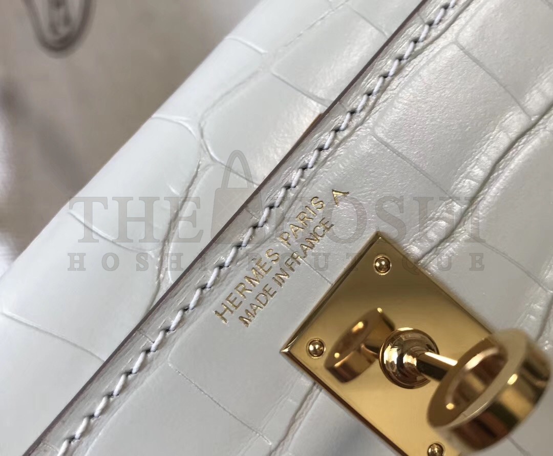 H**me5 Kelly Mini II Bag In Beton Crocodile Embossed Leather Master Quality