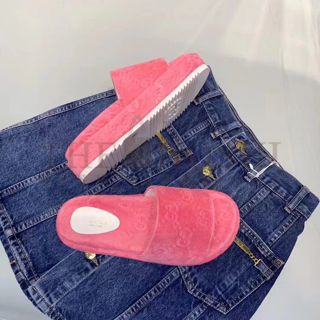 Gvc*1 Unisex G2 Platform Sandals Pink G2 Cotton Sponge Rubber Sole 3 Cm Heel Master Quality