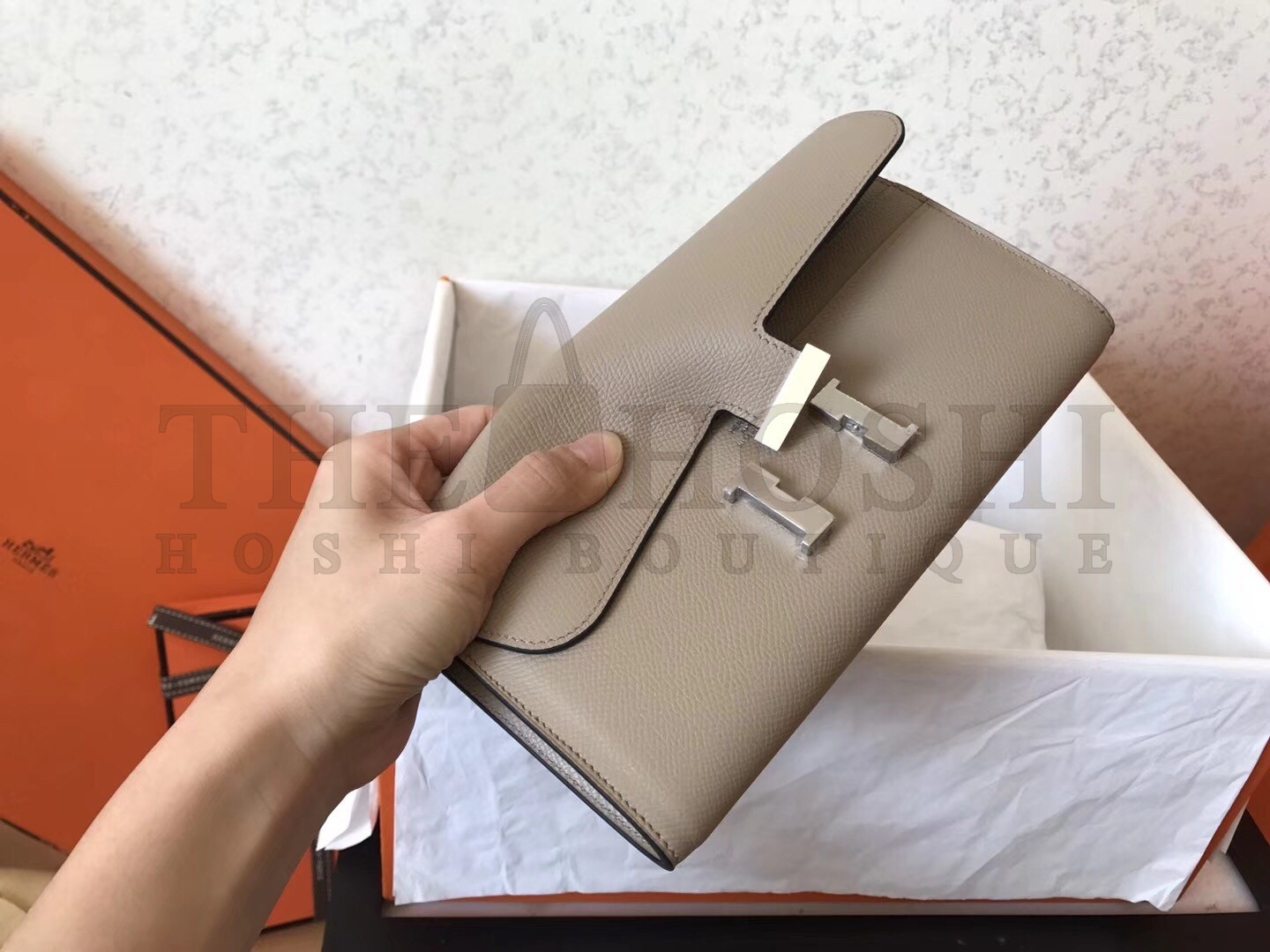 H**me5 Grey Epsom Constance Long Wallet Master Quality