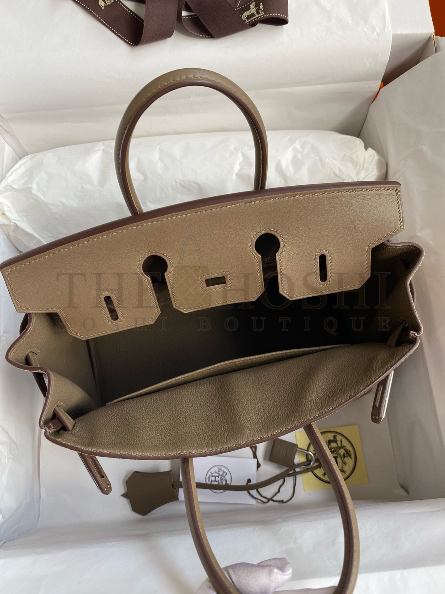 H**me5 Birkin 25 Grizzly Bag in Taupe Veau Doblis and Swift Leather Master Quality