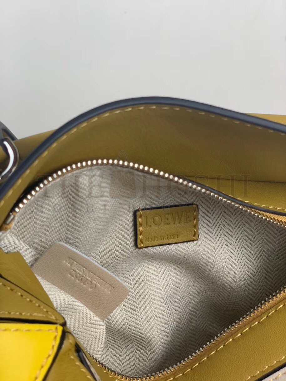 L0ew* Puzzle Mini Bag In Ochre/White/Yellow Calfskin Master Quality