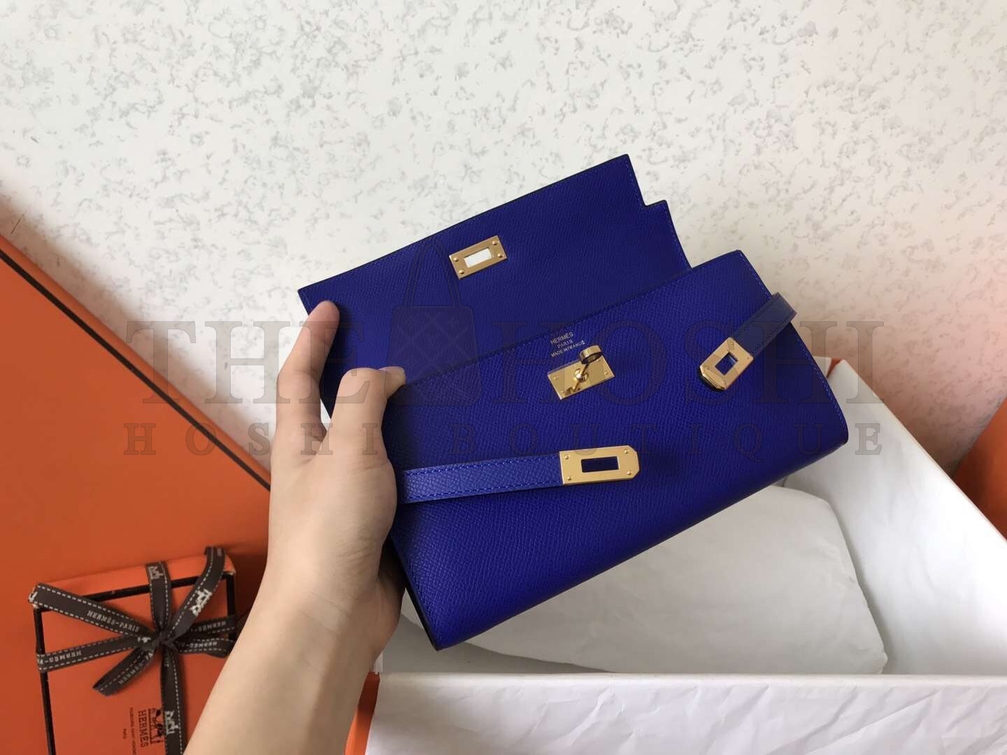 H**me5 Kelly Classic Long Wallet In Blue Electric Epsom Leather Master Quality
