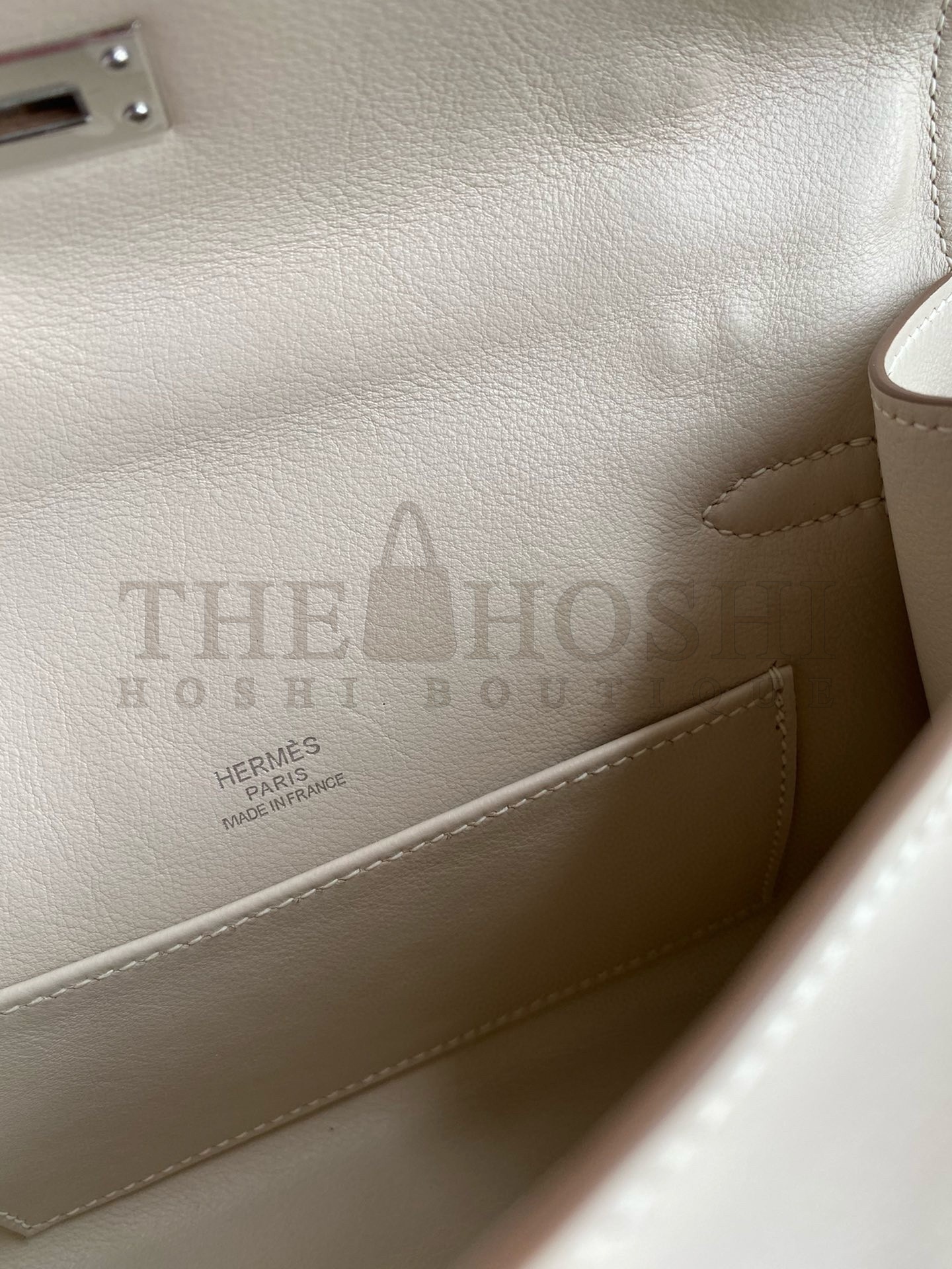 H**me5 Kelly Pochette Handmade Bag In Craie Swift Calfskin Master Quality